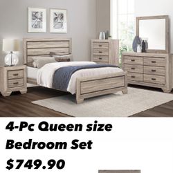 4-Pc Queen Size Bedroom Set. $53 Down Payment