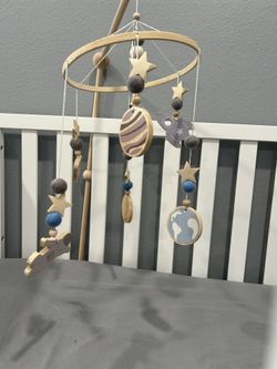 Crib mobile wood arm with toys