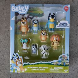 Bluey's Family and Friends 8 Pack 2.5-3 inch Bluey, Bingo, Chilli and Dad, Honey, Socks, Chloe and Indy Figures
