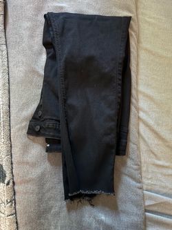 Black Denim Jeans with Raw Hem