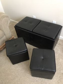 Black leather storage cubbies