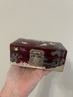 Red Lacquer Mother of Pearl Jewelry Box