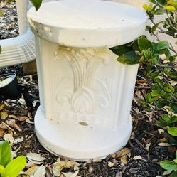 Two White Pedestal Column Plant Stands