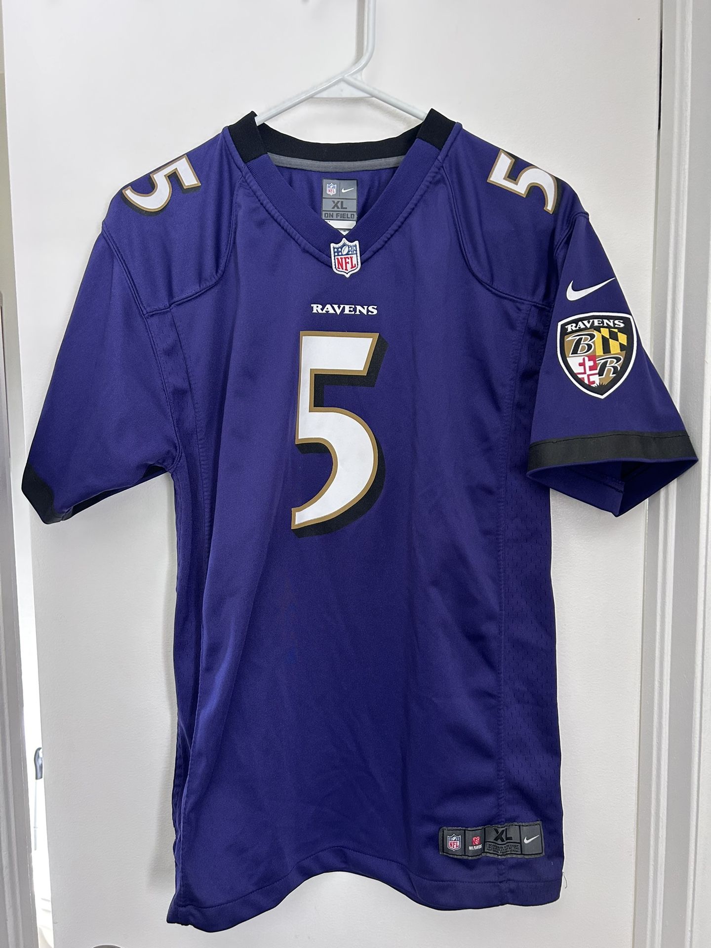 JOE FLACCO #5 Jersey Baltimore Ravens Nike On Field Purple Youth XL NFL Jersey