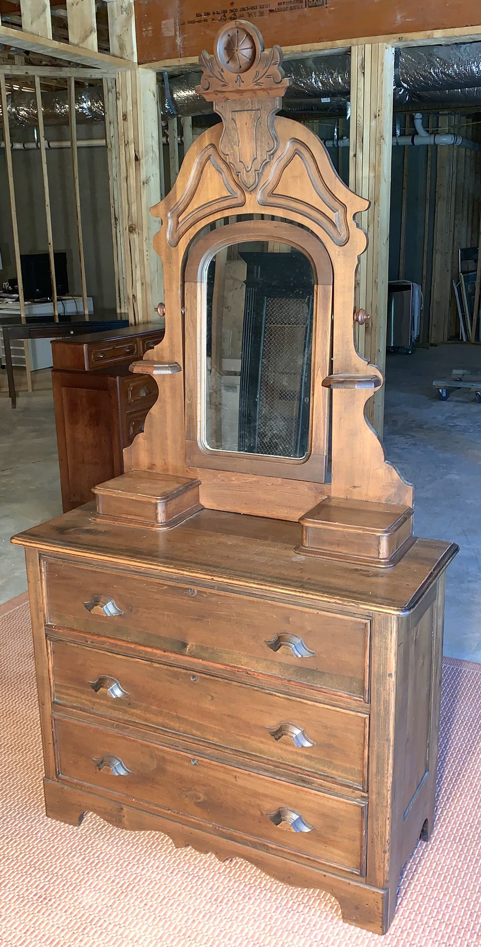 Antique Walnut Dresser with Mirror