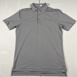 Peter Millar Polo Shirt Summer Comfort Golf Gray Striped Performance Men’s S