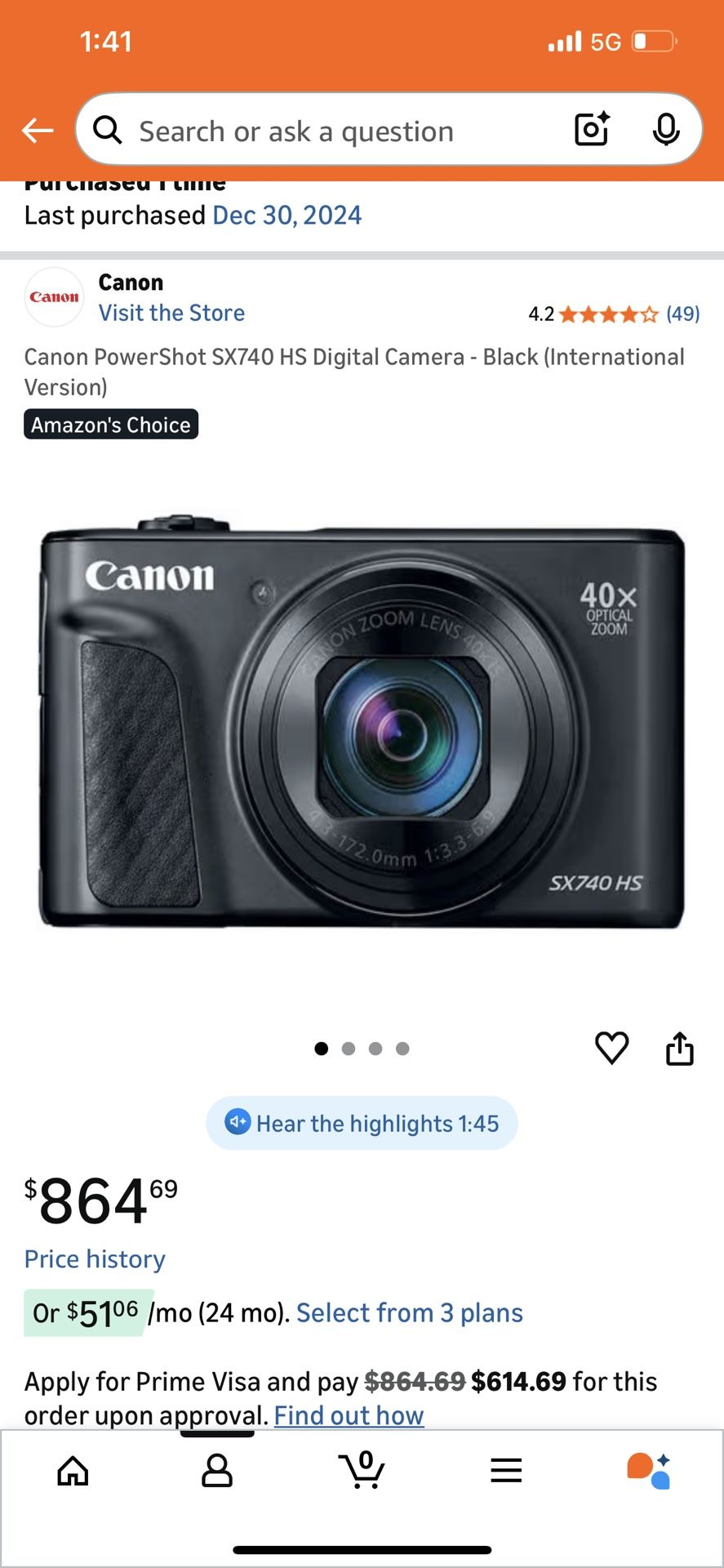 New Canon Powershot SX740 HS
