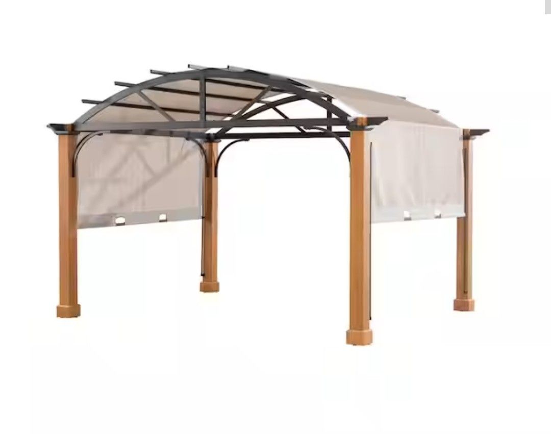 Hampton Bay
10 ft. x 12 ft. Longford Wood Outdoor Patio Pergola with Sling Canopy