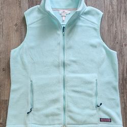 Vineyard Vines Women's Fleece Full Zip Vest Light Teal size Large