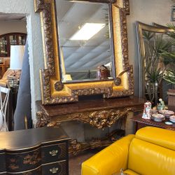 Mirror And Console Gold Leaf 