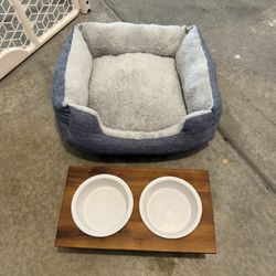 Doggy Bed And Eating Bowls
