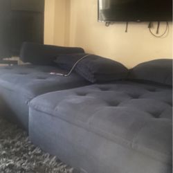 4 Piece Large Blue Sofa Set