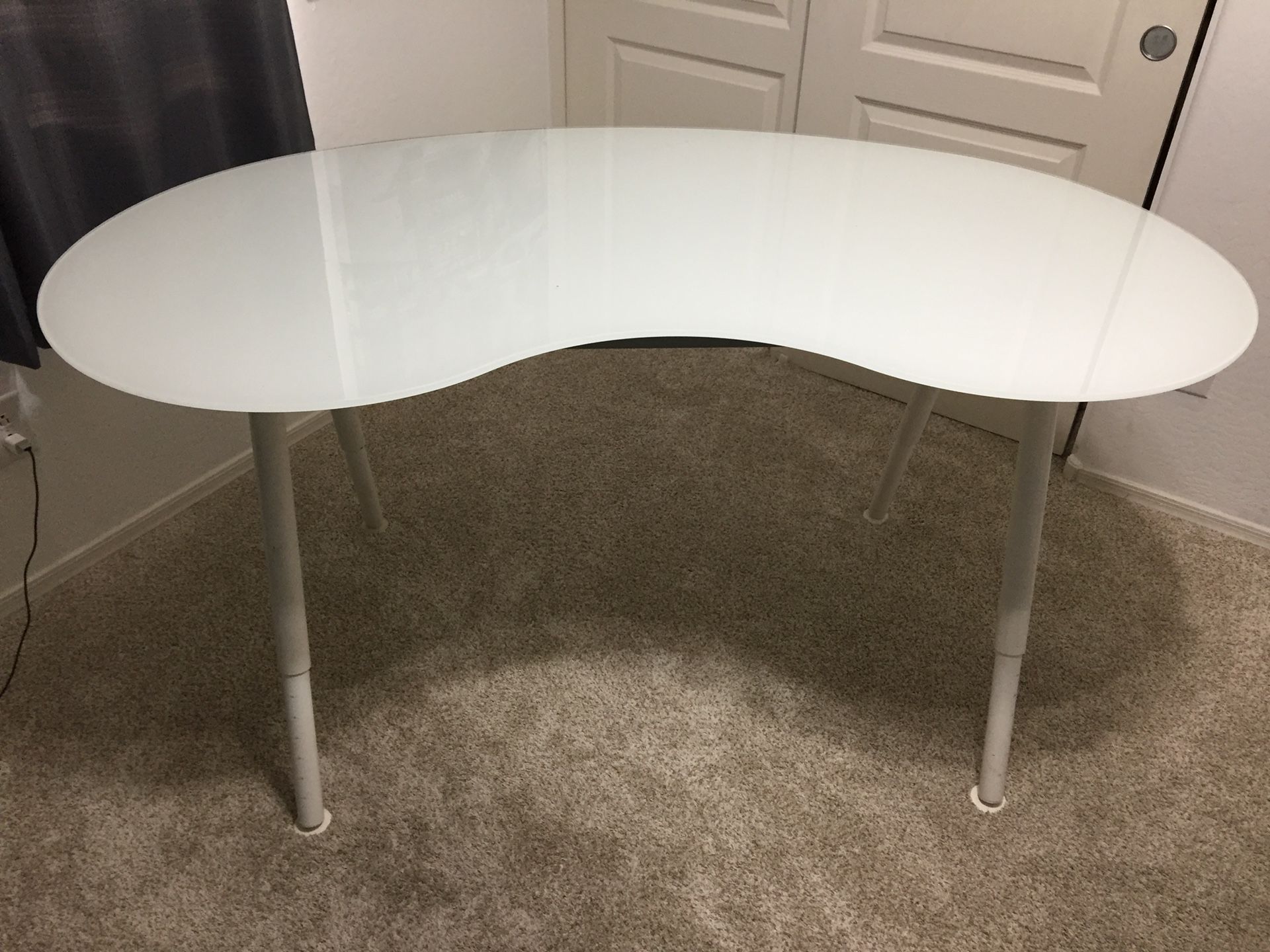 IKEA Galant White glass office Curved Computer desk Table Modern