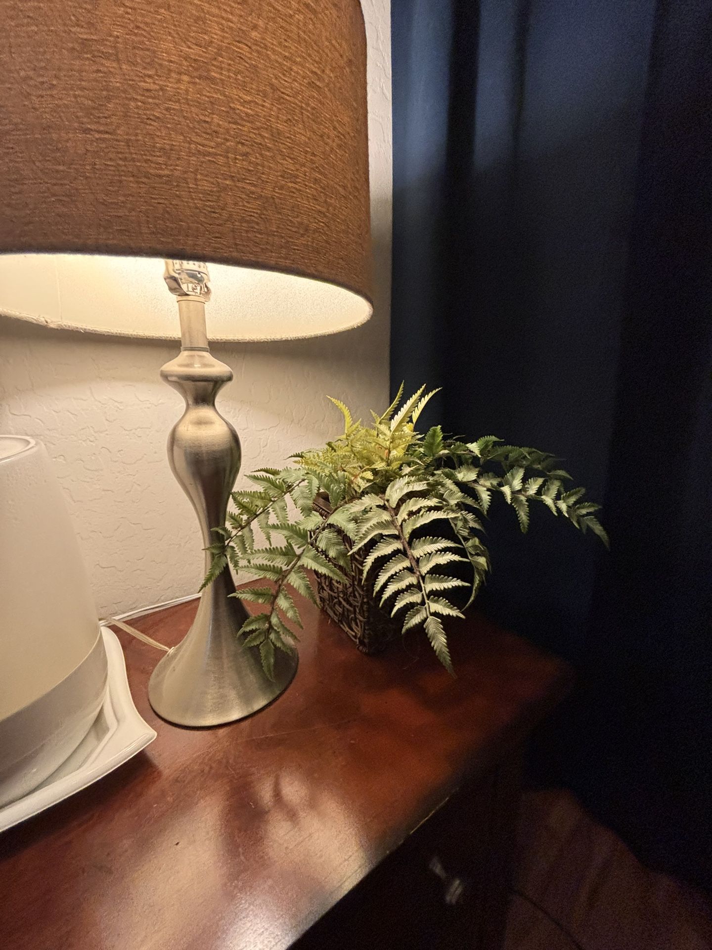 Fake Fern Plant In A Beautiful Wicker, Stand Or Pot