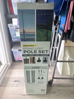 Excello Heavy Duty String Light Pole Set 2 Pack