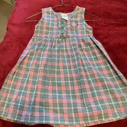 Osh kosh plaid cotton dress size 5 pink, blue and green