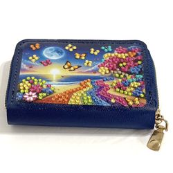 Blinged Faux Leather 11-Pocket card Wallet Rainbow Path NEW