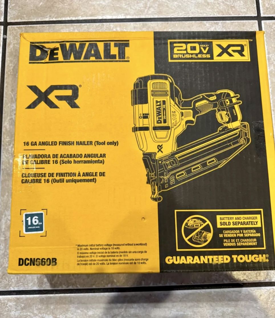 DEWALT 20V MAX XR Lithium-Ion Electric Cordless 16-Gauge Angled Finishing Nailer (Tool Only)