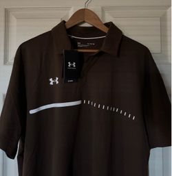 Under Armour Men's Polo Shirt XL Brown Golf Athletic