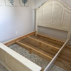 White Queen Size Farmhouse Bed Frame 