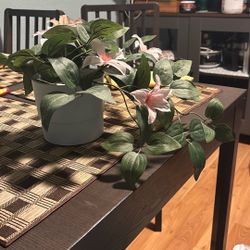 Fake Plant In Blue Pot