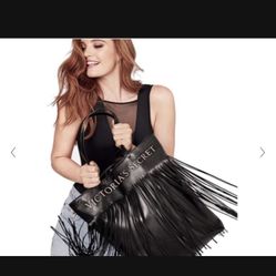 Victoria Secret Shoulder Bag Fringe Black NWT 