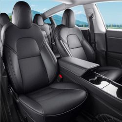 Wekar Nappa Leather Seat Covers for Tesla Model 3 (Full Set) – Black – New in Box