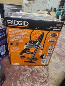 RIDGID
16 Gal. 6.5 Peak HP NXT Shop Vacuum Wet Dry Vac with Cart, Fine Dust Filter, Hose and Accessory Attachments HD1800