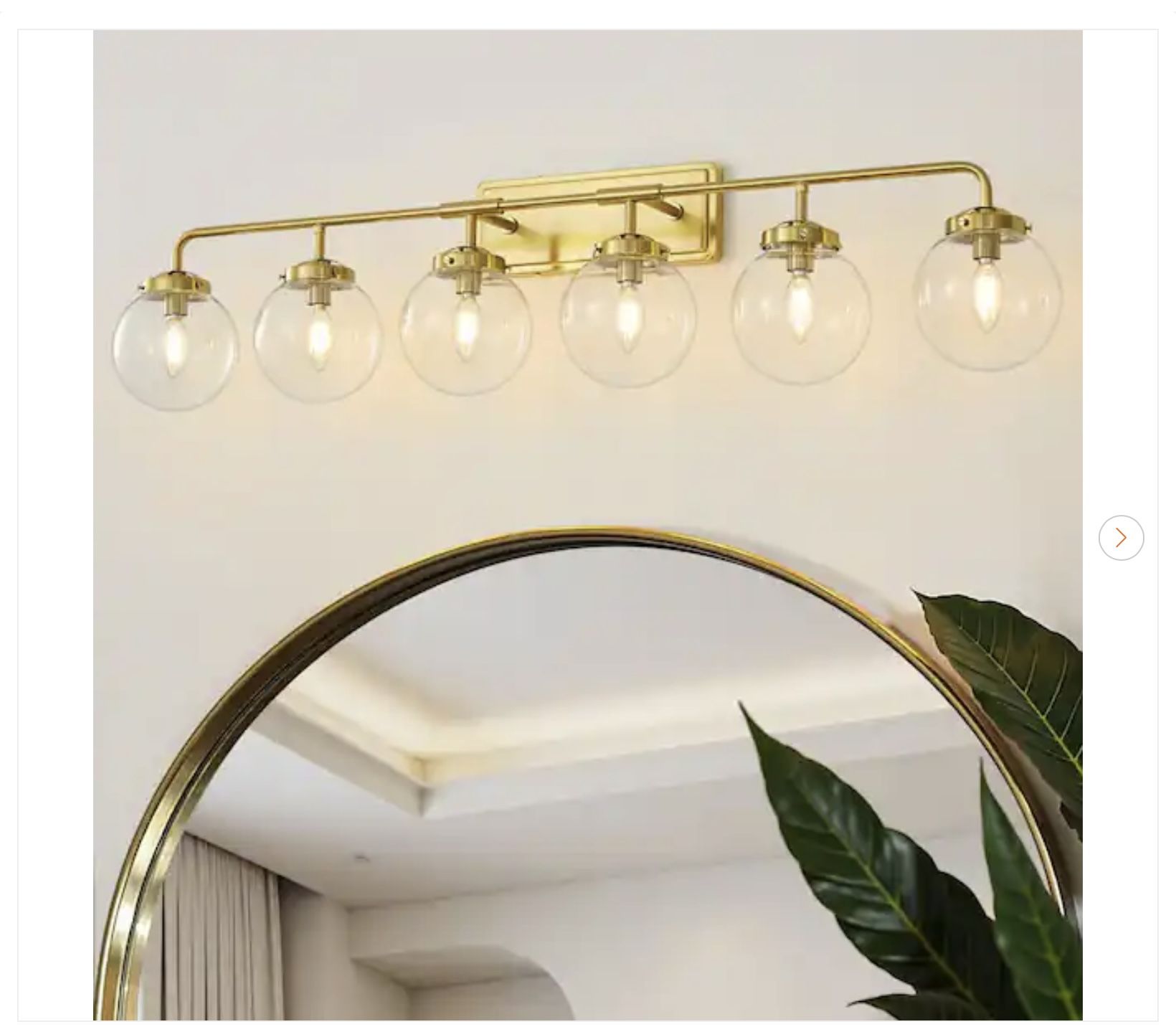 Modern 45.28 in. 6-Light Gold Bathroom Vanity Light with Clear Glass Shades - New