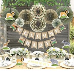 YARA Safari Baby Shower Decorations For Boy Or Girl| Jungle Theme Gender Neutral Lion King Tropical Party Decor & Supplies| Wild Animal Themed Kit|Wel