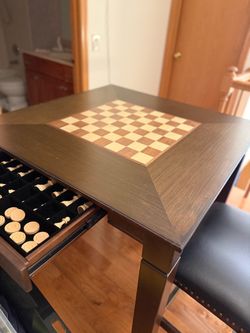 Chess and checker table with 4 stools