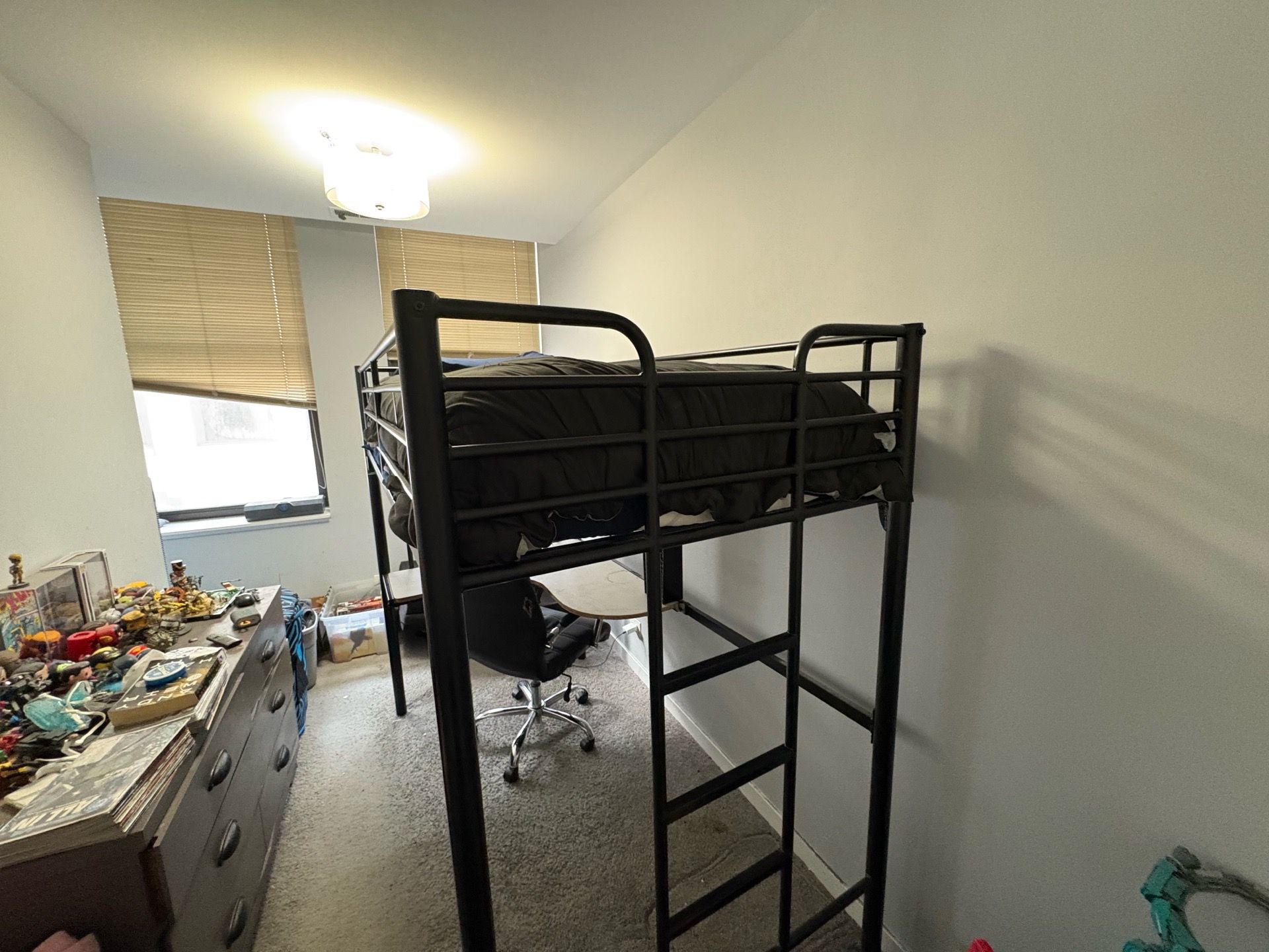 Lofted twin bed