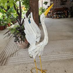 Metal Crane Bird Yard Art. $55 each. Planters, Plants, Pottery, Talavera, Clay Pots.