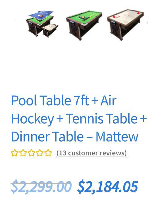 Pool Table Air Hockey & Ping Pong 