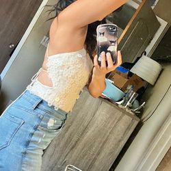 Zara floral sequin bodysuit