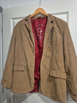 Franky max Tan Corduroy Blazer with Red Satin Lining