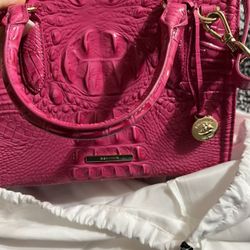 Pink Small Leather Tote Bag