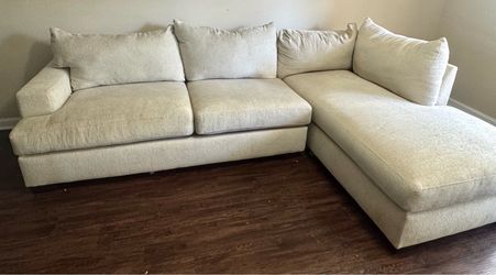 Beige Fabric Sectional Sofa with Chaise