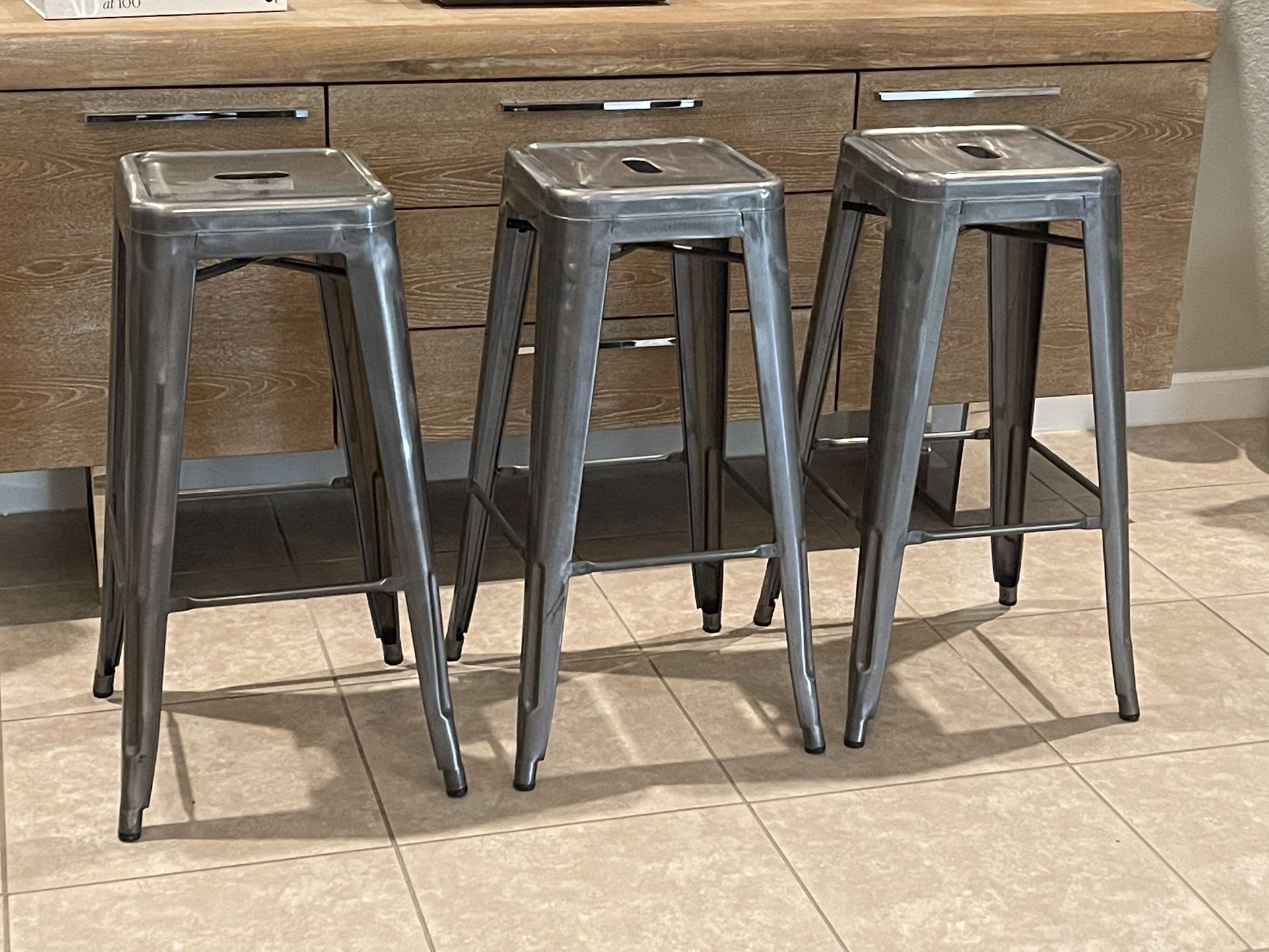 Bar Stools Backless Commercial Grade - Set of 3