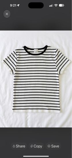 Black and White Striped Ribbed T-Shirt