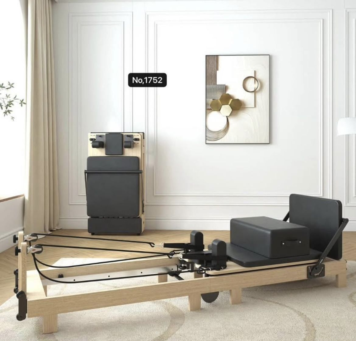 Pilates Reformer, PAETA Wooden Foldable Pilates Reformer Machine with Springs, Pilates Machines for Home Use and Studio, Pilates Equipm