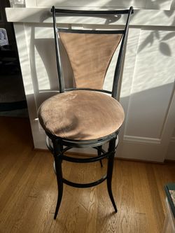 Brown Fabric Swivel Counter Stools - Set of 4