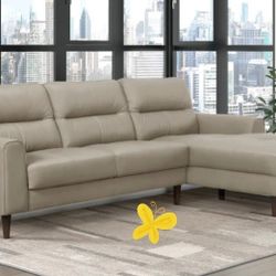 Brand New/ Lewes Latte Leather 2-Piece Sectional with Right Chaise/ Couch/ Delivery Available