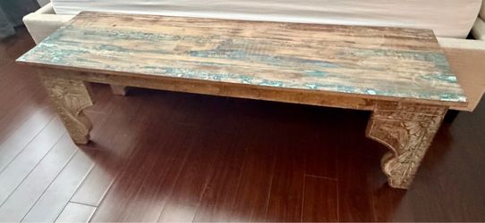 Rustic Entryway Bench – Distressed Coastal/Farmhouse Style