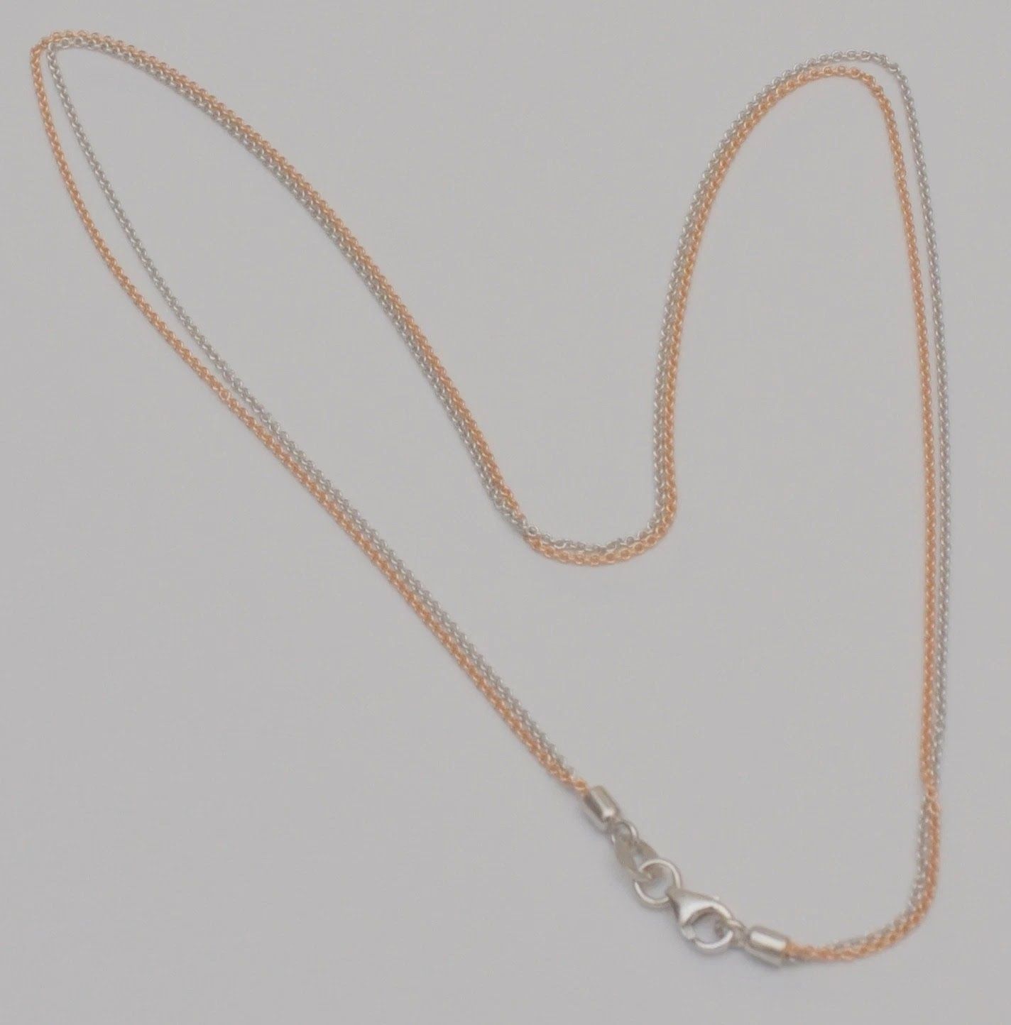 14K Rose & White Gold Two Tone Chain Necklace 15.25” Solid Gold