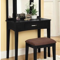 Brand New Black Vanity + Stool