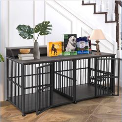 Dog Crate Furniture For 2 Dog, Kennel, Cage