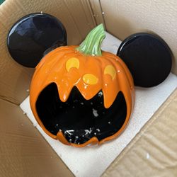 Disney Mickey Mouse Pumpkin Candy Dish New