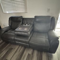 Leather Reclining Sofa 