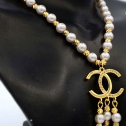 Necklace With Pearl Plated 21 K Gold 